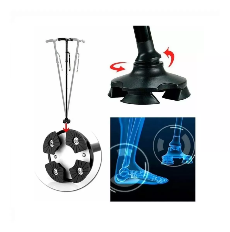 🔦 Bastón Extensible con Linterna LED y Base Articulada