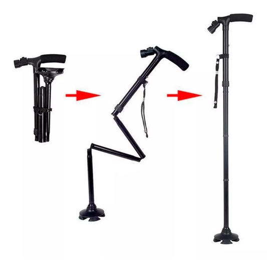 🔦 Bastón Extensible con Linterna LED y Base Articulada