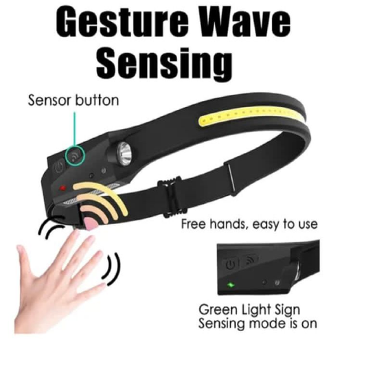 🔦 LINTERNA FRONTAL CON SENSOR RECARGABLE