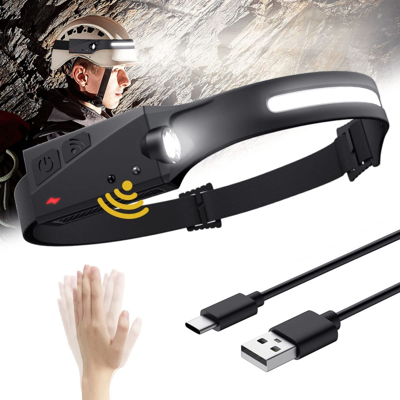 🔦 LINTERNA FRONTAL CON SENSOR RECARGABLE